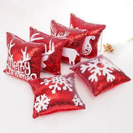 Pillow 40x40cm Christmas Decorative Throw Cover For Sofa Party Living Room Sequins Fundas De Cojines Home Decor Case