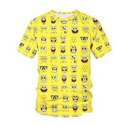 T-shirt da uomo T-shirt Bob divertente gialla da uomo Sponge Family Stampa 3D Sportswear Cartoon Uni Felpa con cappuccio Cutmens Drop Delivery Ap Appare Dhqhv