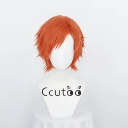 Peruker Ouran High School Host Club Hikaru Hitachiin Wig Short Orange Synthetic Hair Cosplay Anime Wigs