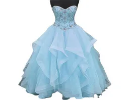 2019 Organza Ruffles Sweetheart Ball Gown Quinceanera Dresses Beaded Sweet 16 Year Prom Party Gown Vestidos De 15 Anos QC13847016576