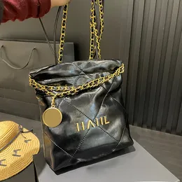 Womens Classic 22 Mini Shopping Shoulder Bags Oil Wax Leather Purse With Gold Coin Charm Metal Hardware Strap Crossbody Handbags Large Capacity Outdoor Sac 18X20CM