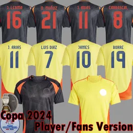 2024 Copa Colombia Away 축구 유니폼 2025 1990 Valderrama Retro 24 25 Falcao James Home 축구 셔츠 Cuadrado National Men Kid Kit Camiseta de Futbol Maillot