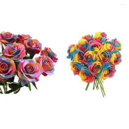 Fiori decorativi 2 pezzi di rose simulate - Alta simulazione colorata e vibrante per l'impostazione del matrimonio Rapporto qualità-prezzo Scuro