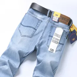 CSMOR LEE Jeans para homens 2024 primavera nova marca da moda luz luxo tubo reto puro luz azul casual calças masculinas