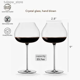 Weingläser Ultradünnes handgefertigtes geblasenes Rotweinglas mit langem Griff aus bleifreiem Kristall, einzigartige Geschenke für Hochzeiten, Jubiläen und Weihnachtsfeiern L240323