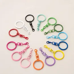 Keychains 10st/Lot 30mm Chain Key Ring Creative Candy Colors Plated Lobster Clasp Hook Smycken Making For Keychain