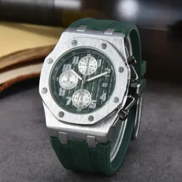 2024 Varumärke Mens Watch Designer Luxury High Quality Quartz Watches Oak Hexagon Bezel Man Wristwatch Fashion Rubber Strap Sports Wristwatches