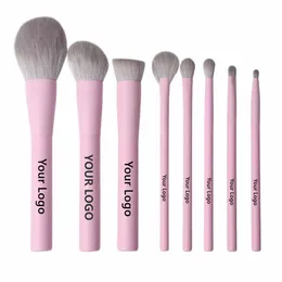 Set di pennelli per trucco rosa Etichetta privata all'ingrosso Cosmetici per capelli sintetici Pennelli vegani Logo personalizzato gratuito Strumento di bellezza 10 set 23Ti #