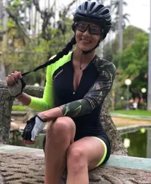 Racing Sets 2024 Summer Cycling Suit Women's Professional Triathlon Team Jersey Jumpsuit Long Sleeve Tight SkinSuit Bike