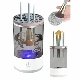 Maszyna do czyszczenia pędzla do makijażu elektrycznego 3-w 1: ładowanie USB, automatyczne pędzel kosmetyczny Szybkie narzędzie do czyszczenia na sucho C5GB#