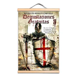 Ancient War Military Art Posters and Canvas Scroll Prints, Decorate Your Room With Vintage Knights Templar Wall Hanging Painting CD34