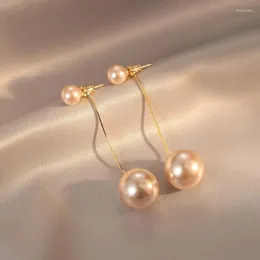 Dangle Earrings Korean Fashion Simple Shampagne Color Color Imitation Pearl Long Tassel Women's Gift Banquet Jewelry 2024