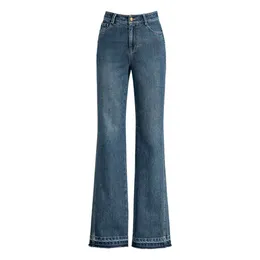 Xin Ge American High Street Micro Horn Jeans para Mulheres Primavera Nova Cintura Alta Solta Magro Calças Perna Larga