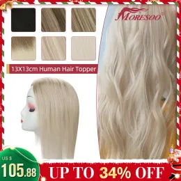 Toppers Moresoo Hair Toppers dla kobiet klipsy w 13*13 cm naturalne proste kobiety włosy tupees maszynę Remy Włosy 816 cali prawdziwe ludzkie włosy