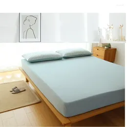 Sängkläder sätter bomullsgarnfärgat Jersey-tygmonterat ark med elastisk runt madrassen Skydda supermjuka platt rakt hörn