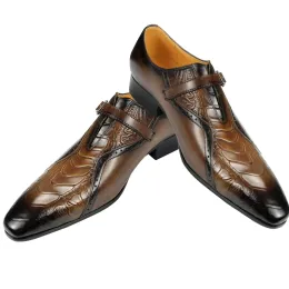 Обувь модные мужские кожаные ботинки Brogue Daily Outdoor Casual Shoes Brown Black Print Design Custom Service Drop Shipping Бесплатная доставка