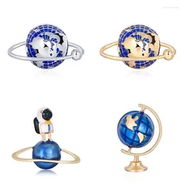 Brooches Fashion Drop Oil Pin Blue Spherical Brooch Three Styles Planet Space Astronaut Globe Corsage Accessories