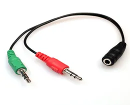 20cm 35mm y Splitter 2 Jack Male to 1 Female Mic Mic Aux Adapter Cable for Earphone Mobile Phone عالية الجودة 7613510