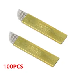 Igły 100pcs Mikroblading Igły PCD 12 14 PINS PRZEDSTAWOWY Makijaż Makijaż Podręcznik Tatuaż Blwi igły do ​​tatuażu