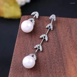 Baumelnde Ohrringe Kissme Delicate Zirkon Acryl Peal Blume Tropfen Für Frauen Messing Lange Mode Schmuck Zubehör