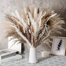 80PCS natürlicher getrockneter Pampagras-BlumenstraußBoho Home Decor Blumenstrauß Phragmites TrockenblumenBlumenstrauß für Hochzeit Ramadan Dekoration 240309