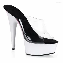 Танцевальная обувь, летние женские туфли-лодочки, пикантные женские сандалии на платформе на тонком каблуке 15 см, для ночного клуба, на платформе 5 см