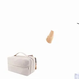 PU-Leder-Reise-Make-up-Tasche mit Griff und Taschen, Make-up-Organizer, wasserdicht, flauschig, für Toilettenartikel, Zubehör, Pinsel P6Fa #