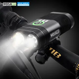 WOSAWE NUOVA Torcia LED da 2400 lumen USB Ricaricabile Luce per bici Ampio proiettore IP67 Impermeabile SOS Accessori ciclismo C18110701802745