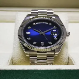 orologio da uomo di design blu meccanico automatico con scatola Fascia in acciaio inossidabile dorato con diamanti classici coppie luminose resistente all'acqua m201G