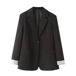 Herrenanzüge Frühling und Sommer Damenkleidung Lässige schwarze Jacke Langarm Blazer Anzug Mantel