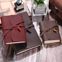 Läderjournal rese anteckningsbok handgjorda vintage bundna skrivning för män kvinnor olinerade rese journal för att skriva 240311