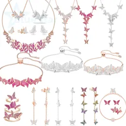 Тенденции ожерелья, женские украшения, ювелирные изделия из австрийского хрусталя, красная бабочка, летающая цепочка, вечерние украшения, повседневный декор