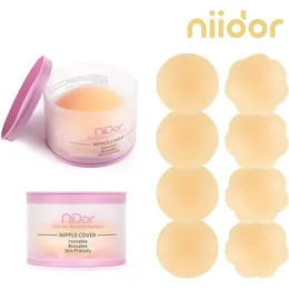 Niidor 8PCSシリコンニップルカバー再利用可能な女性ブラブペタルストラップレスリフト目に見えないおっぱいパッドチェストペースト240319