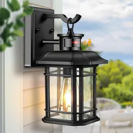 Light Fixture with Motion Sensor, Dusk to Dawn Modern Exterior Porch Lights Mount, Anti-rust 100% Aluminum Outdoor Wall Lantern, Black Farmhouse Outdoor Wall