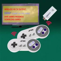 لوحات المفاتيح Gogocat Mini TV Video Game Console 2900 Plus Games Wireless Controller 4K HD Retro Gaming for SFC / SNES Dual Gamepad Gift