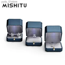 Biżuteria pudełka mishitu LED pudełko na biżuterię do pierścionka Naszyjnik Pierścień Pierścień Pierścień Pierścień Pierścień Darowi