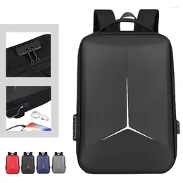 Mochila masculina de negócios PVC casca dura com bloqueio de senha anti-roubo bolsa de computador interface USB de viagem à prova d'água