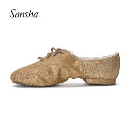 shoes Sansha Unisex Glitter Amazing Split Sole Sparkly Modern Jazz Dance Shoes Gold Black Silver Performance Shoes JS9GL