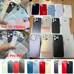 OEM Big Hole Back Glass Housings For iPhone 15 14 13 12 11 Plus Pro Pax 8 8Plus X XR XS Battery Rear Cover Housing with Sticker