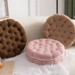 35cm Creative Biscuit Shape Cushion Round Milk Velvet Cookie Tatami Thick Cotton Cushion Futon Sofa Office Chair Decor Pillows 240322