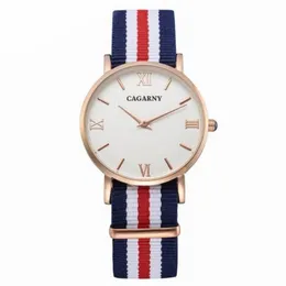 Cagarny Watches女性ファッションQuartzc時計時計女性ローズゴールドウルトラシンケースナイロンウォッチバンドカジュアルレディース273r