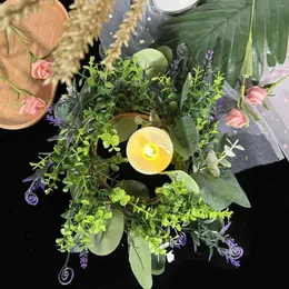 Kerzenhalter Eukalyptusblätter Kranz Ring Kreativer Halter für Wohnzimmer Jubiläum Festival Dekoration