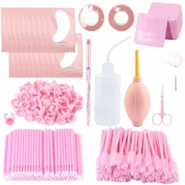 مستلزمات Eyel Extensi Set Rings Glue Rings Microbrush Patches Tape L Check Mirror Cleaning Cleaning Makeup Tools 534n#