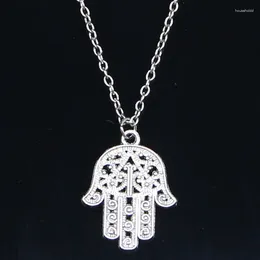 Ketten 20 stücke Mode Halskette 28x21mm Hamsa Palm Schutz Anhänger Kurze Lange Frauen Männer Colar Geschenk Schmuck halsband