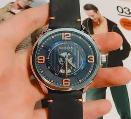 Marca superior dos homens relógios de luxo pulseira couro à prova dwaterproof água esporte quartzo multifuncional relógio militar negócios masculino clock7776224