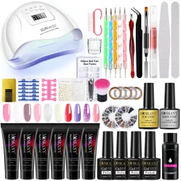 Kit 72W/36W UV Gel Nail Set med 6 färger Nail Extension Gel 4 Colors Semipermanent Nail Lacks Complete Polygels Nail Set