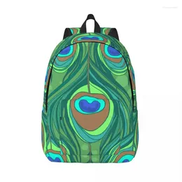 Borse portaoggetti Zaino colorato con motivo piuma di pavone Borsa da viaggio unisex Zaino Bookbag Mochila