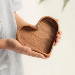 Plates Heart Design Wood Serving Dish Solid Pallet For Heart-shaped Wooden Snack Tray Set Dining Table Stackable