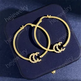 Brincos de designer de argola de moda para mulheres brincos de diamante senhoras têm letras requintadas brincos de ouro banhados a ouro grande círculo casais top jóias zh168 E4