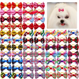 Dog Apparel 10pcs Colorful Small Bows Puppy Hair Decorate Rubber Bands Pet Headflower Supplier Accessories